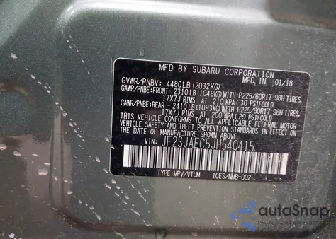 2018 Subaru Forester 2.5I Premium z USA, uszkodzony, nr VIN JF2SJAEC5JH540415